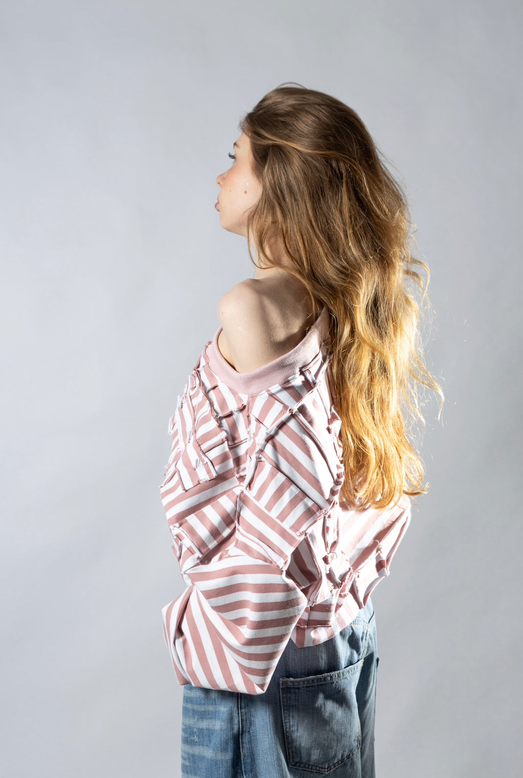 Striped off shoulder
