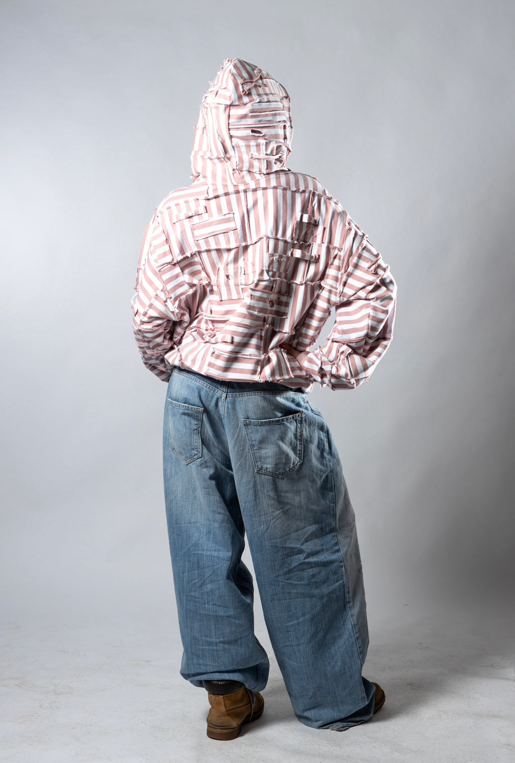 Upcycled striped hoodie