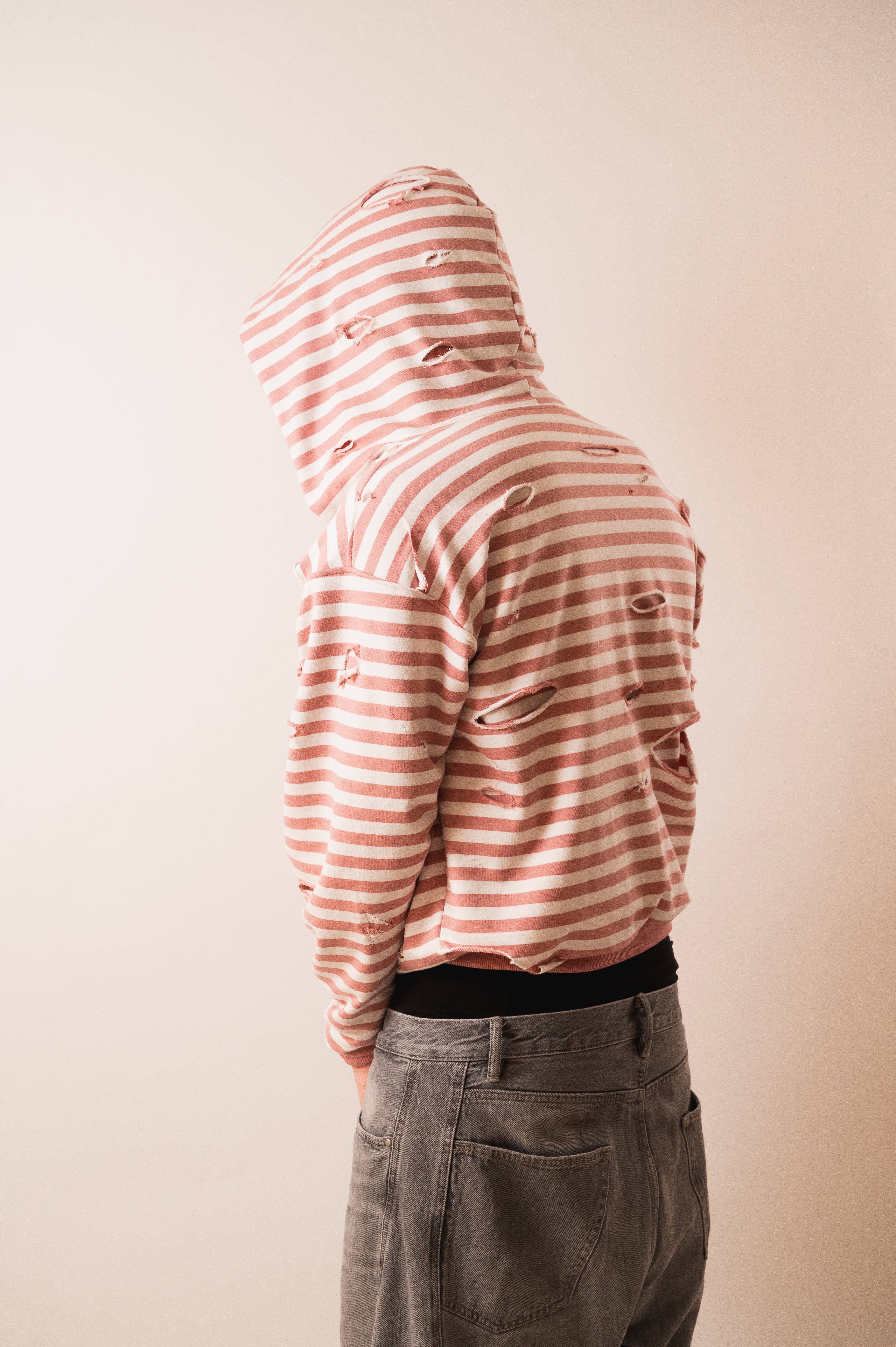 Pink striped zip up - unisex/oversized fit