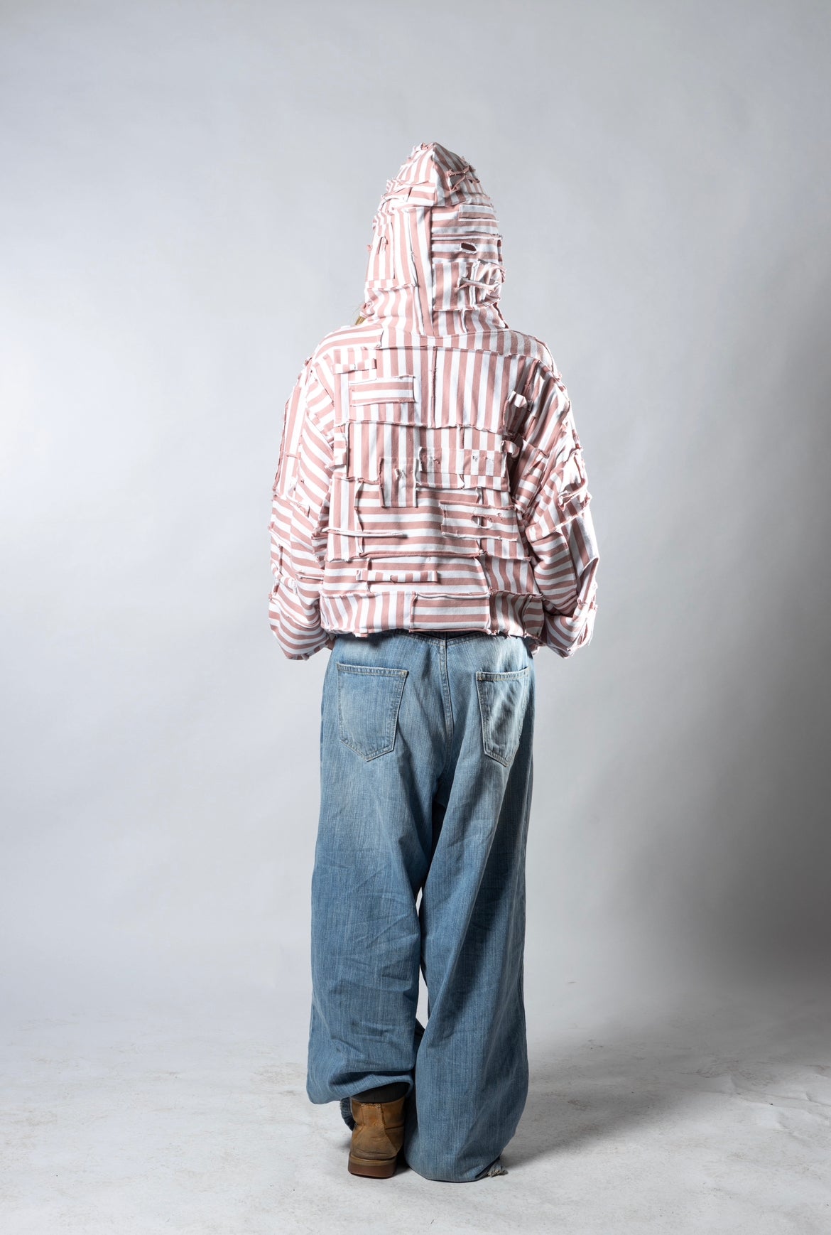 Upcycled striped hoodie